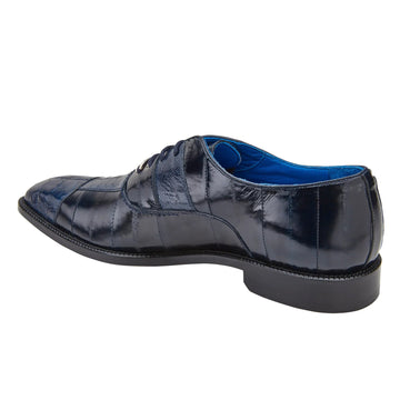 Men's Belvedere Mare Ostrich Leg & Eel Skin Dress Shoe in Navy Blue 3 MEN 2P7 NAVY-M-09  - from alligatorwarehouse.com