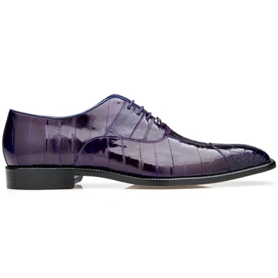 Men's Belvedere Mare Ostrich Leg & Eel Skin Dress Shoe in Purple 1 MEN 2P7 PURPLE-M-09.5  - from alligatorwarehouse.com