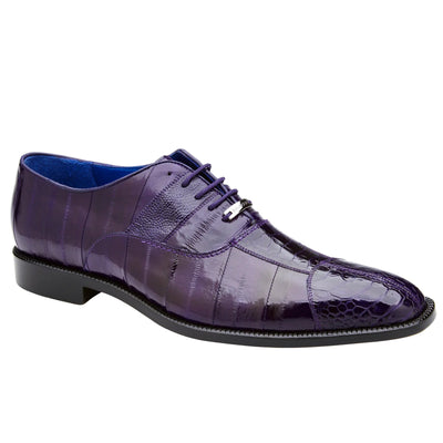 Men's Belvedere Mare Ostrich Leg & Eel Skin Dress Shoe in Purple 2 MEN 2P7 PURPLE-M-09.5  - from alligatorwarehouse.com
