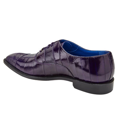 Men's Belvedere Mare Ostrich Leg & Eel Skin Dress Shoe in Purple 4 MEN 2P7 PURPLE-M-09.5  - from alligatorwarehouse.com