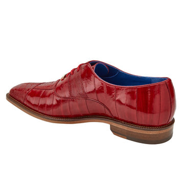 Men's Belvedere Mare Ostrich Leg & Eel Skin Dress Shoe in Red 4 MEN 2P7 RED-M-14  - from alligatorwarehouse.com