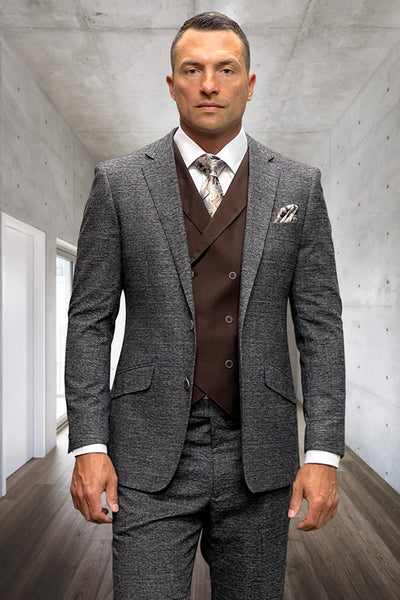 Men's Modern Fit Wool & Cashmere Plaid Business Suit in Copper 1 Matera-Copper-36S  - from alligatorwarehouse.com
