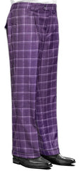 Statement Mens Mauve Plaid Wool Wide Leg Pants