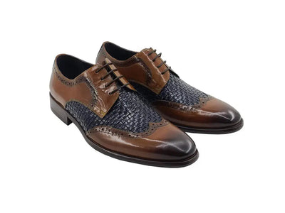 Medallion Wing-tip Basket Weave Four Eyelets Oxford 1 KS886-18TCOGNACNAVY9  - from alligatorwarehouse.com