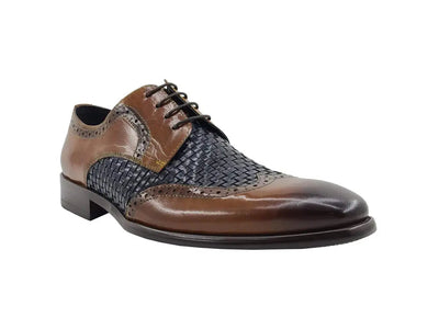 Medallion Wing-tip Basket Weave Four Eyelets Oxford 2 KS886-18TCOGNACNAVY9  - from alligatorwarehouse.com