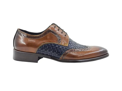 Medallion Wing-tip Basket Weave Four Eyelets Oxford 3 KS886-18TCOGNACNAVY9  - from alligatorwarehouse.com