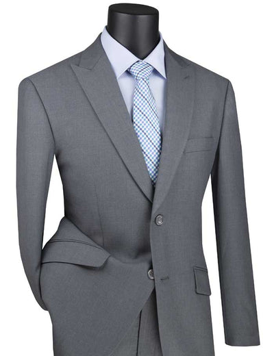 Medium Gray Modern Fit 2 Piece Suit Textured Solid with Peak Lapel 1 SO1M2TR_MEDIUMGRAY_42R  - from alligatorwarehouse.com