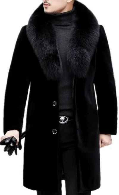 Men Long Faux Fur Coat Black 3   - from alligatorwarehouse.com