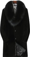 Men Long Faux Fur Coat Black