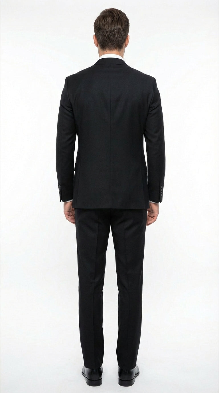 Tiglio Men’s Black 3 Pieacce Suit – Classic Formal Business Suit with Vest for Wedding and Special Occasion