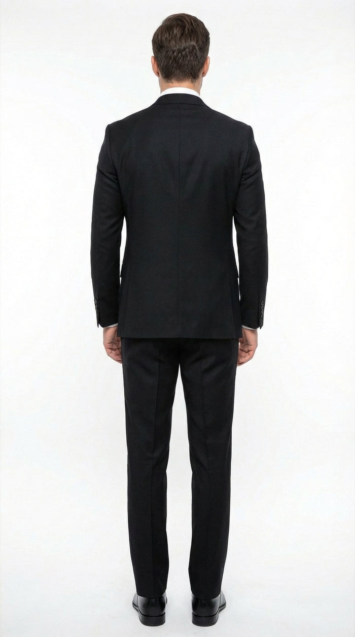 Tiglio Men’s Black 3 Pieacce Suit – Classic Formal Business Suit with Vest for Wedding and Special Occasion