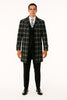 Men's Black and White Windowpane Plaid Overcoat – Classic Full Length Wool Blend Dress Coat 2   - from alligatorwarehouse.com