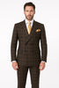 Men's Brown Plaid Double-Breasted Wool Suit ƒ?? Classic Windowpane Two-Piece Formal Suit By Rossiman 2   - from alligatorwarehouse.com