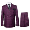 Men's Burgundy Plaid Double-Breasted Suit ƒ?? Classic Windowpane Formal Two-Piece Suit By Rossiman 5   - from alligatorwarehouse.com