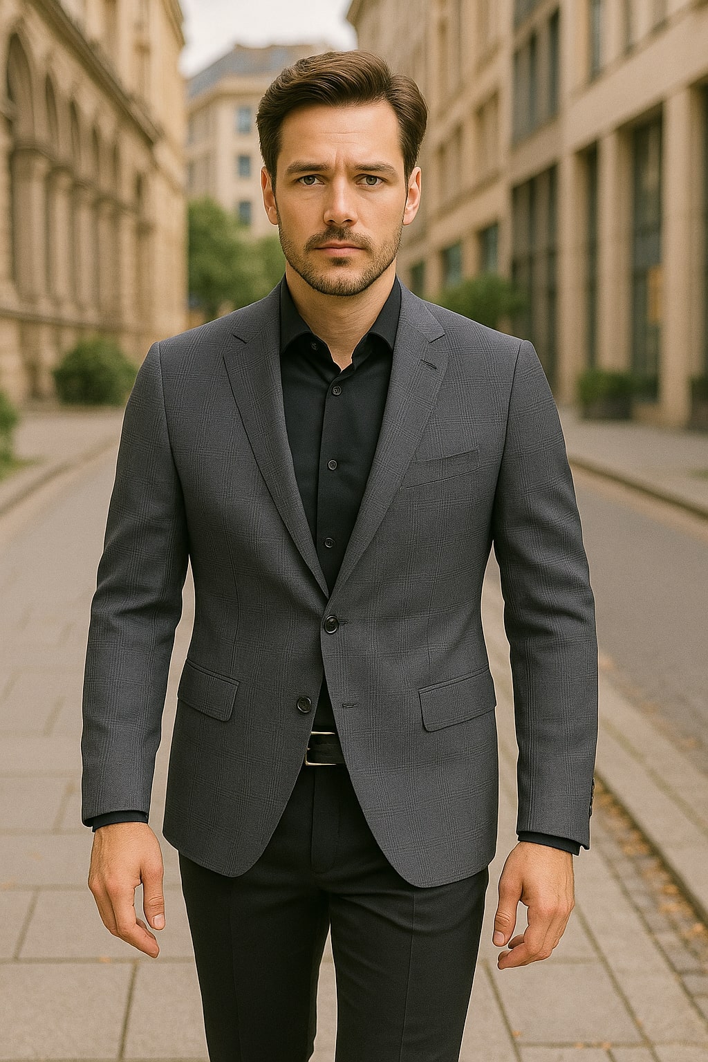 Men's Charcoal Grey Checkered Sport Coat – Classic Plaid Windowpane Pattern Blazer