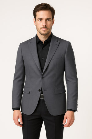 Men's Charcoal Grey Checkered Sport Coat – Classic Plaid Windowpane Pattern Blazer