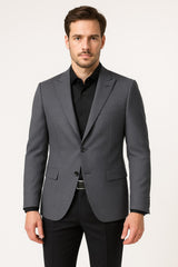 Men's Charcoal Grey Checkered Sport Coat – Classic Plaid Windowpane Pattern Blazer