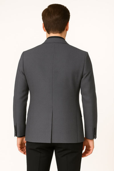 Men's Charcoal Grey Checkered Sport Coat – Classic Plaid Windowpane Pattern Blazer 3   - from alligatorwarehouse.com