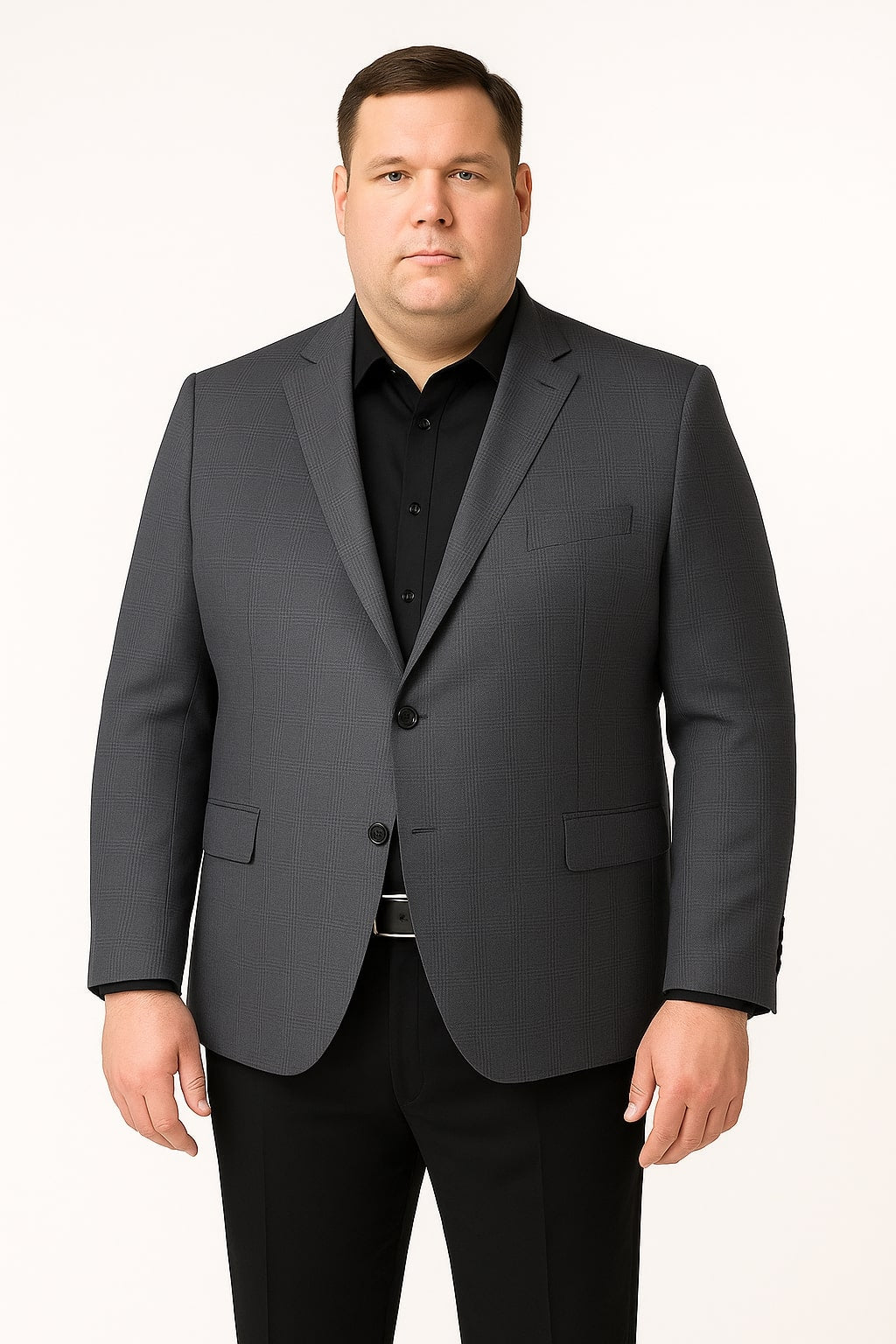 Men's Charcoal Grey Checkered Sport Coat – Classic Plaid Windowpane Pattern Blazer