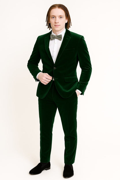 Men’s Emerald Green Velvet Suits – Slim Fit Tuxedo for Weddings, Prom, and Red Carpet Events