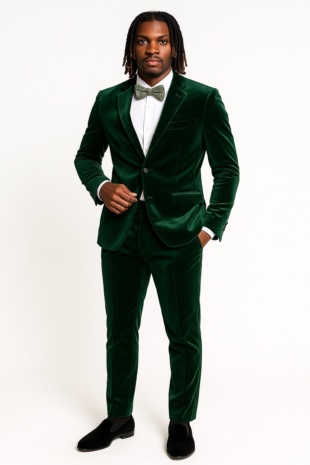 Men’s Emerald Green Velvet Suits – Slim Fit Tuxedo for Weddings, Prom, and Red Carpet Events