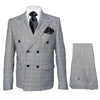 Grey Prince of Wales Check Suit – Rossiman Glen Plaid Double-Breasted Two-Piece for Men 2   - from alligatorwarehouse.com