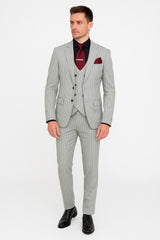 Men's Grey and Black Pinstripe Three-Piece Suit 1920s Suit Gangster Stripe Vintage Look