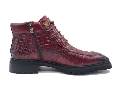 Men's Lace-up Boots Alligator Embossed 2 KB516-50BURGUNDY75  - from alligatorwarehouse.com