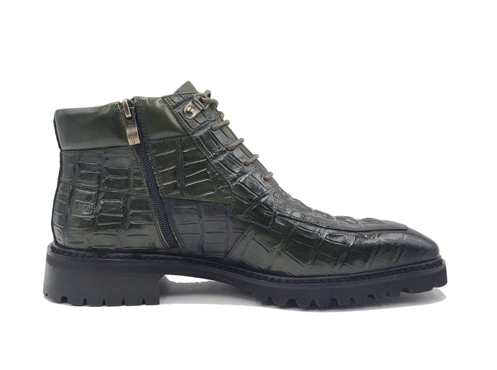 Carrucci Men's Lace-up Boots Alligator Embossed