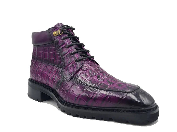Carrucci Men's Lace-up Boots Alligator Embossed