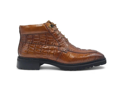 Men's Lace-up Boots Alligator Embossed