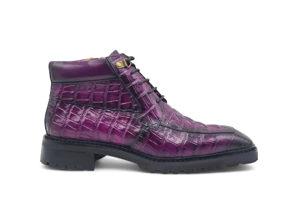 Men's Lace-up Boots Alligator Embossed