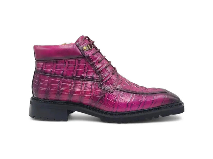 Carrucci Men's Lace-up Boots Alligator Embossed