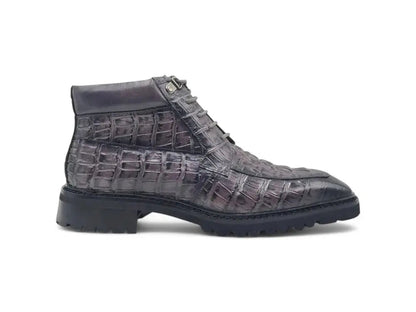 Men's Lace-up Boots Alligator Embossed