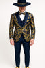 Men's Navy Blue and Gold Baroque Tuxedo Suit with Matching Vest and Bow Tie – Luxury Formalwear 2   - from alligatorwarehouse.com