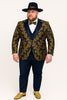 Men's Navy Blue and Gold Baroque Tuxedo Suit with Matching Vest and Bow Tie – Luxury Formalwear 5   - from alligatorwarehouse.com