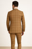 Men's Tan Plaid Double-Breasted Suit ƒ?? Classic Windowpane Two-Piece Formal Suit - Camel Color Suit By Rossiman 3   - from alligatorwarehouse.com