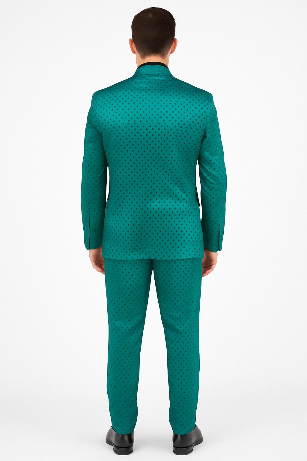 Men's Teal Green Polka Dot Tuxedo with Matching Vest and Bow Tie