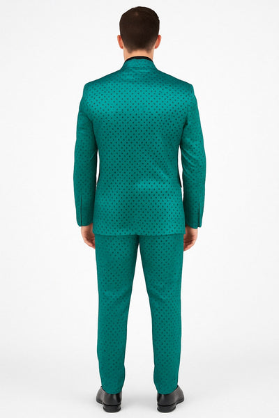 Men's Teal Green Polka Dot Tuxedo with Matching Vest and Bow Tie 3   - from alligatorwarehouse.com