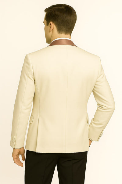 Men's White and Rose Gold Tuxedo with Mauve Satin Vest and Bow Tie – Elegant Formalwear for Weddings and Events 3   - from alligatorwarehouse.com