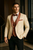 Men's White and Rose Gold Tuxedo with Mauve Satin Vest and Bow Tie – Elegant Formalwear for Weddings and Events 5   - from alligatorwarehouse.com