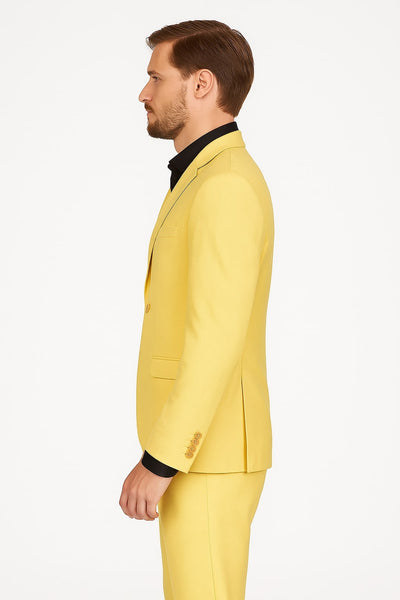 Men's Yellow 3-Piece Suit with Black Dress Shirt – Modern Slim Fit Formal Attire 3   - from alligatorwarehouse.com