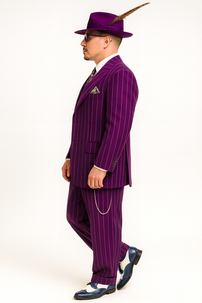 Purple Pinstripe Zoot Suit  3 Piece 1920s/1930s Gangster Outfit (Jacket and Pants and Vest)  Vintage Fashion 7   - from alligatorwarehouse.com