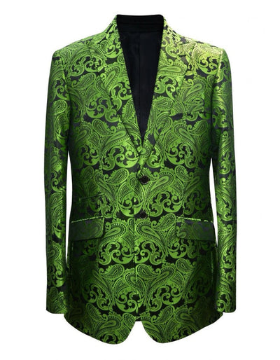 Men's Green Paisley Tuxedo Blazer – Luxury Slim Fit Dinner Jacket for Formal Events 4   - from alligatorwarehouse.com