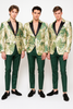 Men’s Ivory and Green Suit Floral Embroidered Tuxedo Jacket with Black Satin Lapel – Designer Blazer for Weddings With Hutner Green Pants 5   - from alligatorwarehouse.com