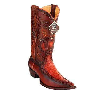 Men's King Exotic Boots Genuine Caiman Belly 3x Toe Cognac (495v28203) 1 5  - from alligatorwarehouse.com