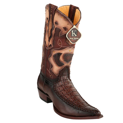 Men's King Exotic Boots Genuine Caiman Belly 3x Toe Brown (495v28207) 1   - from alligatorwarehouse.com