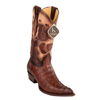 Men's King Exotic Boots Genuine Caiman Tail 3x Toe Brown (495vf0107) 1   - from alligatorwarehouse.com