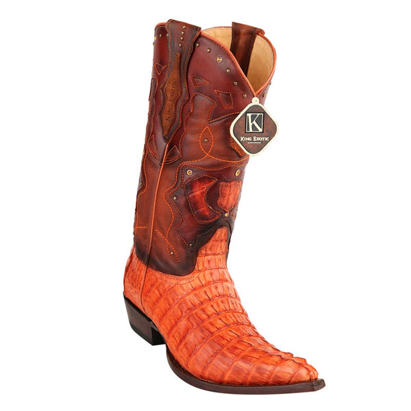 Men's King Exotic Boots Genuine Caiman Tail 3x Toe Cognac