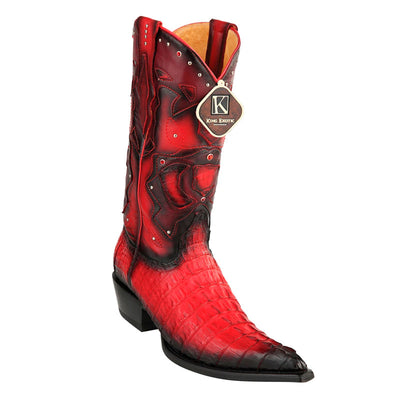 Men's King Exotic Boots Genuine Caiman Tail 3x Toe Red (495vf0129) 1   - from alligatorwarehouse.com